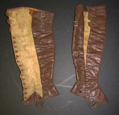 Brown leather button-up greaves