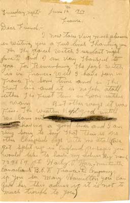 Letters from Pte. Harley C. Hare