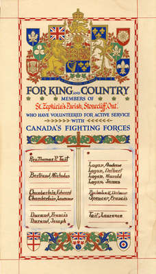 Honour Roll: Members of St. Zephirin's Parish, Stonecliffe Ont., Who Enlisted with Canada's Fighting Forces