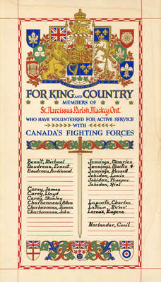 Honour Roll: Members of St Narcissus Parish, Mackey Ontario, Who Enlisted with Canada's Fighting Forces
