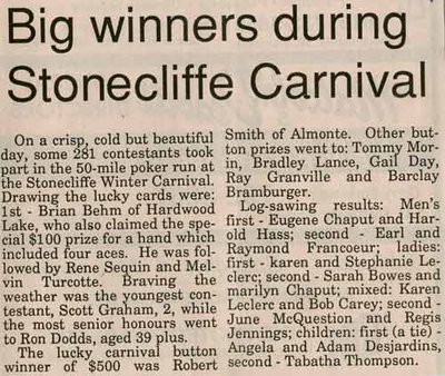 Big Winners During Stonecliffe Carnival