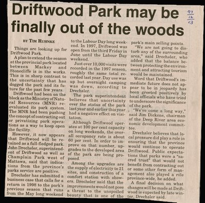 Driftwood Park may be Finally out of the Woods