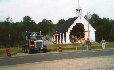 Beginning of the Demolition of Our Lady of the Snows Catholic Church, Stonecliffe