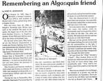 Remembering an Algonquin friend
