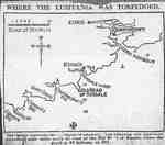 Map of where the Lusitania was torpedoed