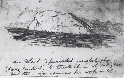 Drawing of land from sea