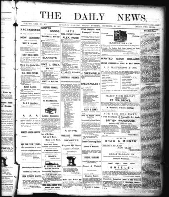 Kingston News (1868), 30 Dec 1872