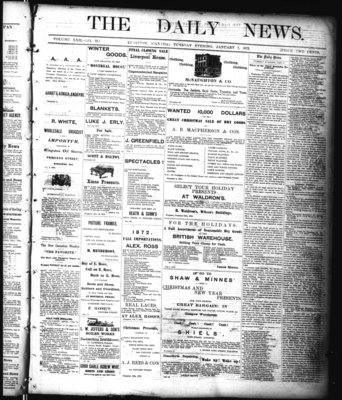 Kingston News (1868), 7 Jan 1873