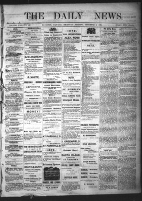 Kingston News (1868), 5 Dec 1872