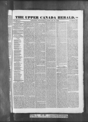 Upper Canada Herald (Kingston1819), 20 Feb 1833