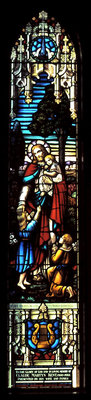 Christ blessing the children stained glass window: Knox Presbyterian Church, Oakville.