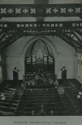 Knox Presbyterian Church, Oakville: interior circa 1888.