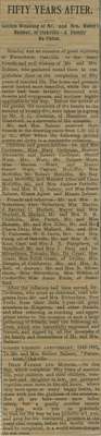 Newsclipping: Fifty years after: Golden wedding of Mr. and Mrs. Robert Balmer, of Oakville: a family re-union, 1895, in 2 parts.