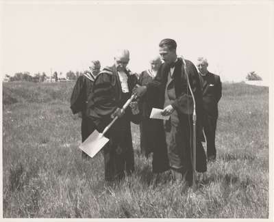 Wynford Drive groundbreaking: now the national office of the Presbyterian Church in Canada, 50 Wynford Drive, Toronto.