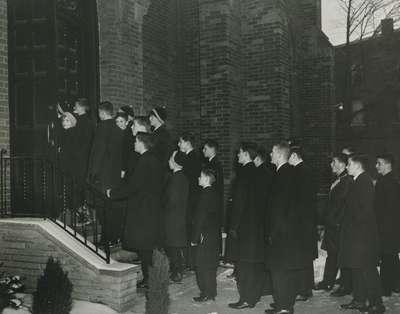 Appleby College boys attend the service, Knox Presbyterian Church, Oakville (up to 1971).