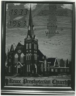 Petitepoint of Knox Presbyterian Church, Oakville created for their 150th anniversary.