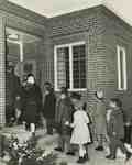 Children arriving for church school, Knox Presbyterian Church, Oakville.