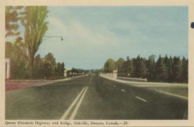 Queen Elizabeth Highway and Bridge, Oakville, Ontario, Canada.