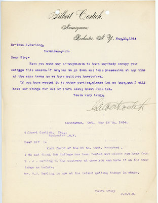 Letter from Gilbert Colish to Darling family