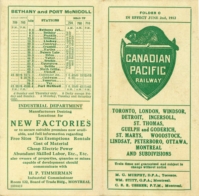 Train Schedule, Canadian Pacific Railway