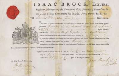 Military Commission For James Thompson- June 29, 1812