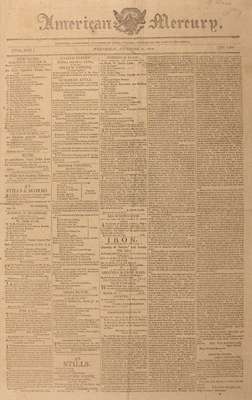 The American Mercury Newspaper- November 11, 1812