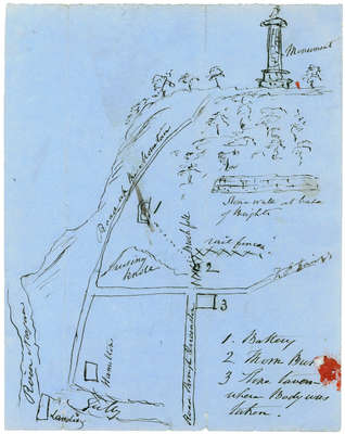 Ink Sketch of the Site of Sir Isaac Brock's death