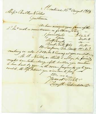 Letter  to Mr. Ball & Mr. Nelles, Grimsby, from Forsyth, Richardson Company