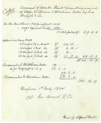 Bill of Account for William and Abraham Nelles From Geo. Forsyth & Co- 1800