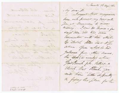 Letter to Major D. McDougal from Robert Stanton discussing where Sir Isaac Brock Fell, 1860