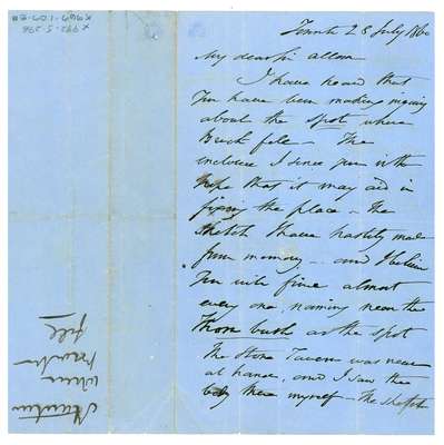 Letter to Sir Alan McNabb from Robert Stanton concerning the place where Sir Isaac Brock fell, 1860