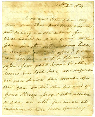 Letter to Lieut. Tom Leonard from M.L.- December 1814