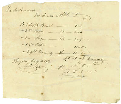 Bill of Account Between Lieut. Leonard and Jonas Abbot- July 11, 1814