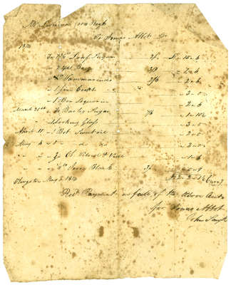 Bill of Account between Mr. Leonard and Jonas Abbot- 1814