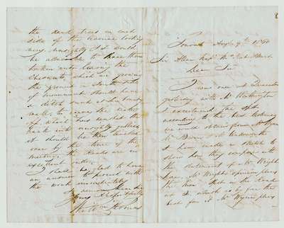 Letter to Sir Allan McNabb from William Thomas, Architect of Brock's Monument- 1860