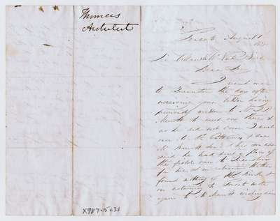 Letter from William Thomas, architect of Brock's Monument, to Sir Allan McNabb- August 1860