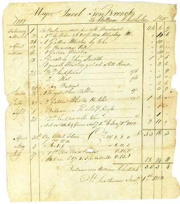 Ledger Page for Debt Owed by Major Jacob TenBroeck, 4th Regiment of the Lincoln Militia- 1812-13