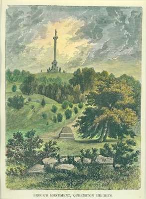 Brock's Monument at Queenston Heights Engraving- 1841