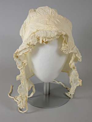 White Ruffled Bonnet- c. 1810-15