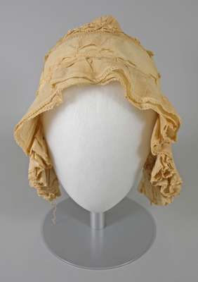 Cotton Ruffled Day Bonnet- c.1810-1820