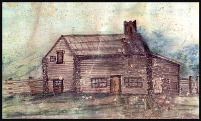 Sketch of the William Riley Log House- C. 1880