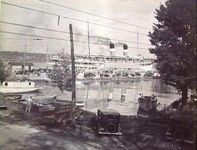 Cayuga at the dock and the present yacht basin 1935.