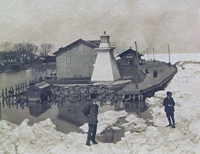 Lighthouse during the Ice Jam of 1909.