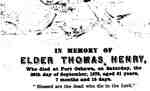 Words On Tombstone for Elder Thomas Henry
