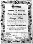 Certificate of Honorary Life membership for Ontario County Flying Club, 1948