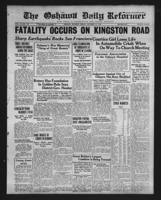 Oshawa Daily Reformer, 22 Oct 1926