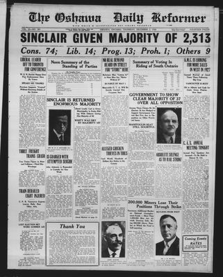 Oshawa Daily Reformer, 2 Dec 1926