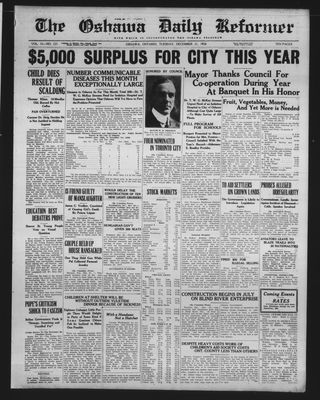 Oshawa Daily Reformer, 21 Dec 1926