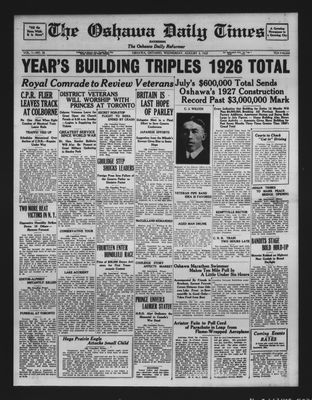 Oshawa Daily Times, 3 Aug 1927