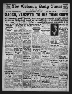 Oshawa Daily Times, 22 Aug 1927